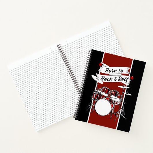 Rock & Roll Drum Kit Rock Star Drummer Boy Music N Notizblock (Innenseite)