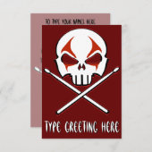 Rock & Roll Einladungen Personalisierte Drummerkar (Vorne/Hinten)