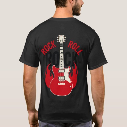 Rock & Roll Flame Guitar T-Shirt (Rückseite)