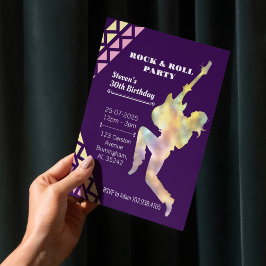 Rock & Roll Geburtstagsparty Einladung, Neon Desig Einladung