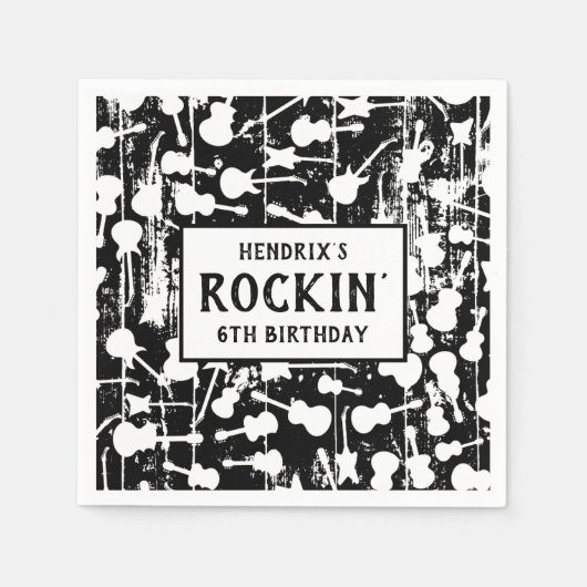 Rock & Roll Gitarre Geburtstagsparty Servietten (Vorderseite)