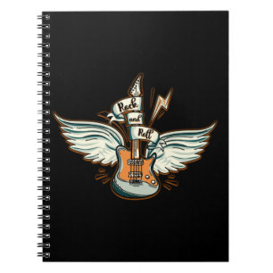 Rock & Roll Gitarren Flügel Musik Notizblock