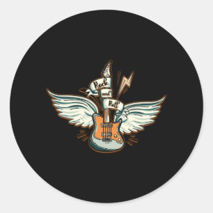Rock & Roll Gitarren Flügel Musik Runder Aufkleber