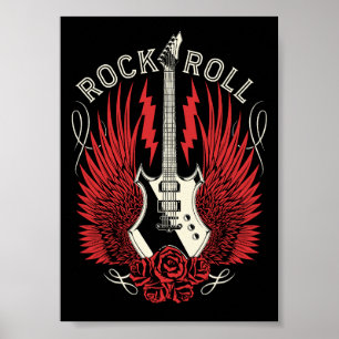Rock & Roll Gitarren Rosen Poster