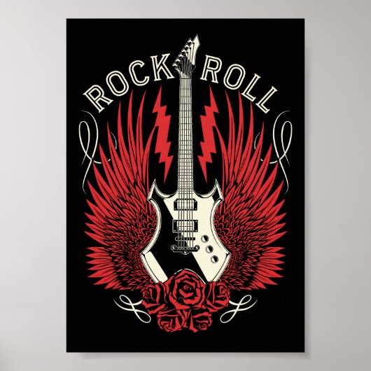 Rock & Roll Gitarren Rosen Poster (Vorne)