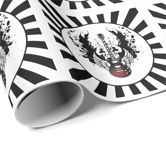 Rock & Roll Gitarrenrocker Heavy Metal Musiker Geschenkpapier (Rolleneckpunkt)