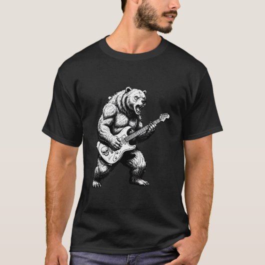 Rock & Roll Grizzly Bär T-Shirt (Vorderseite)