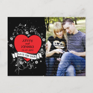 Rock & Roll Grungy Heart Foto Save the Date Ankündigungspostkarte