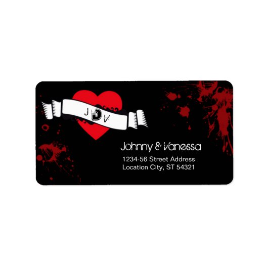 Rock & Roll Grungy Heart Music Themed Wedding Adressaufkleber (Vorne)