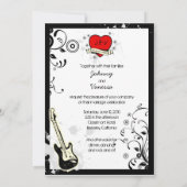 Rock & Roll Grungy Heart Music Themed Wedding Einladung (Rückseite)