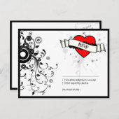 Rock & Roll Grungy Heart Music Themed Wedding Einladungspostkarte (Vorne/Hinten)