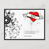 Rock & Roll Grungy Heart Music Themed Wedding Einladungspostkarte (Vorderseite)