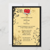 Rock & Roll Grungy Herz Einladung (Rückseite)