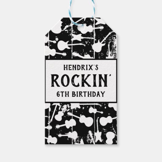 Rock & Roll Guitar Birthday Party Napkins Geschenkanhänger (Vorderseite)