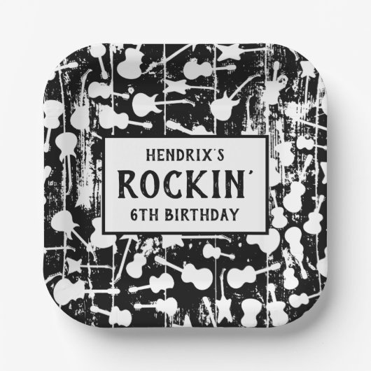 Rock & Roll Guitar Birthday Party Pappteller (Vorderseite)