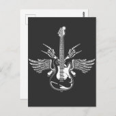 Rock Roll Guitar Player Skeleton Handwings Postkarte (Vorne/Hinten)