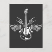 Rock Roll Guitar Player Skeleton Handwings Postkarte (Vorderseite)