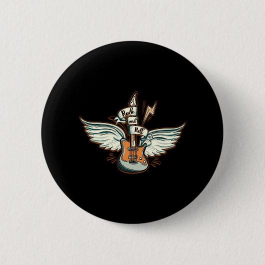 Rock & Roll Guitar Wings Music Button (Vorderseite)