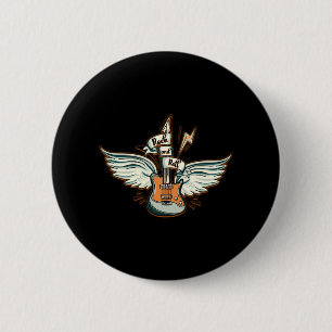 Rock & Roll Guitar Wings Music Button