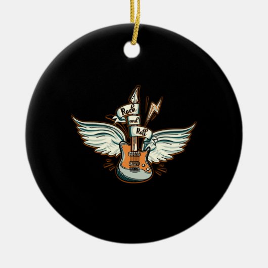 Rock & Roll Guitar Wings Music Keramik Ornament (Vorne)