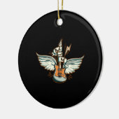 Rock & Roll Guitar Wings Music Keramik Ornament (Links)