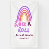Rock & Roll Hochzeit fügen Pärchenname Retro Regen Banner (Vertikal)