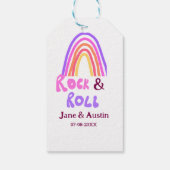 Rock & Roll Hochzeit fügen Pärchenname Retro Regen Geschenkanhänger (Rückseite)