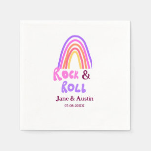 Rock & Roll Hochzeit fügen Pärchenname Retro Regen Serviette