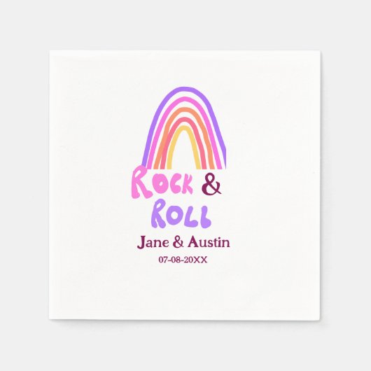 Rock & Roll Hochzeit fügen Pärchenname Retro Regen Serviette (Vorderseite)