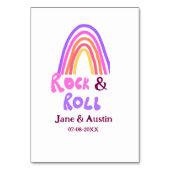 Rock & Roll Hochzeit fügen Pärchenname Retro Regen Tischnummer (Rückseite)