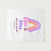 Rock & Roll Hochzeit fügen Pärchenname Retro Regen Wandteppich (Vorderseite (Horizontal))