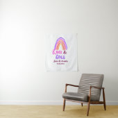 Rock & Roll Hochzeit fügen Pärchenname Retro Regen Wandteppich (Beispiel)