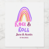 Rock & Roll Hochzeit fügen Pärchenname Retro Regen Weinetikett (Einzelnes Label)