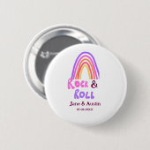 Rock & Roll-Hochzeit Paarname Retro-Regenbogen  Button (Vorne & Hinten)