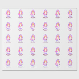 Rock & Roll-Hochzeit Paarname Retro-Regenbogen Geschenkpapier