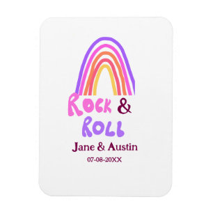 Rock & Roll-Hochzeit Paarname Retro-Regenbogen Magnet