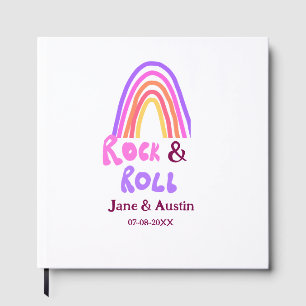 Rock & Roll-Hochzeit Paarnamen Retro-Regenbogen Gästebuch