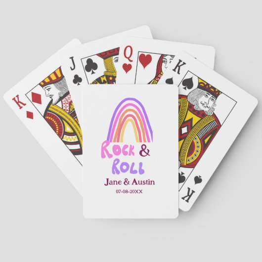 Rock & Roll-Hochzeit Paarnamen Retro-Regenbogen Spielkarten (Rückseite)