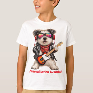 Rock & Roll Jack Russell Gitarrist Hund T-Shirt