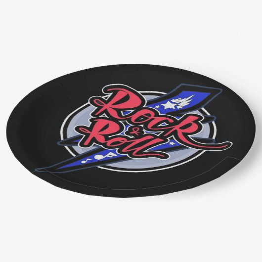 Rock & Roll Lightning Pappteller (Schrägansicht)