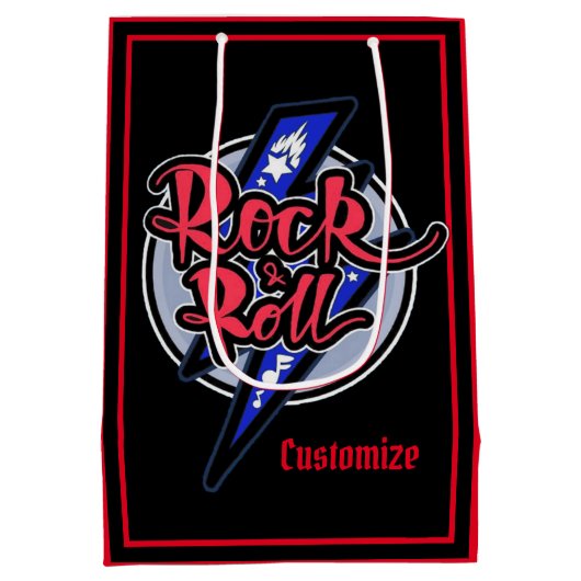 Rock & Roll Lightning Red Mittlere Geschenktüte (Rückseite)