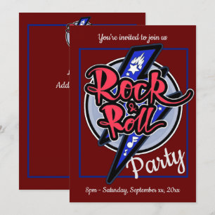 Rock & Roll Lightning Rotes Party Einladung
