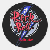 Rock & Roll Lightning Runder Aufkleber (Vorderseite)