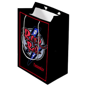 Rock & Roll Lightning Schwarz Mittlere Geschenktüte