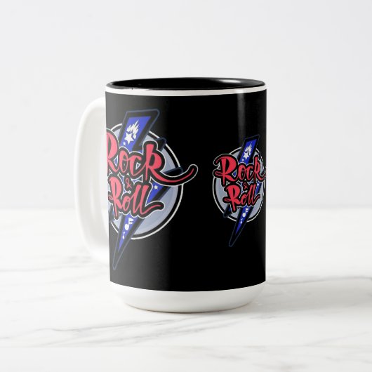 Rock & Roll Lightning Zweifarbige Tasse (Vorderseite Links)