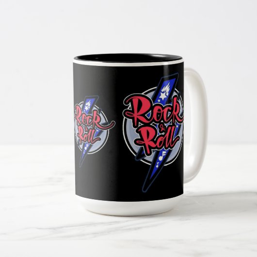 Rock & Roll Lightning Zweifarbige Tasse (VorderseiteRechts)