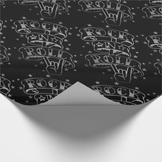 Rock & Roll-Logo für Schwarz und Silber Geschenkpapier (Ecke)