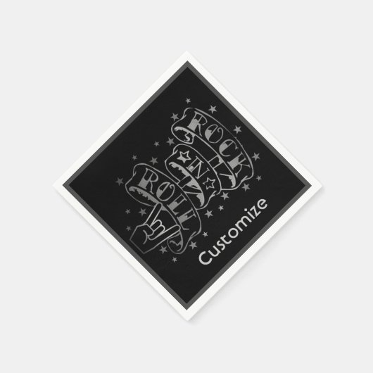Rock & Roll-Logo für Schwarz und Silber Serviette (Ecke)