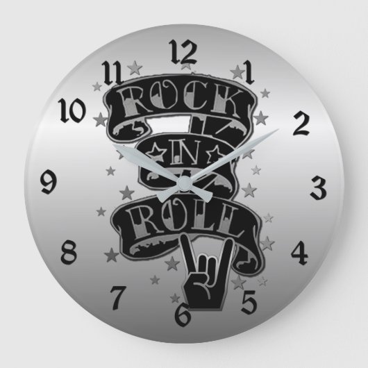 Rock & Roll-Logos Runde Wall-Uhr Große Wanduhr (Vorderseite)