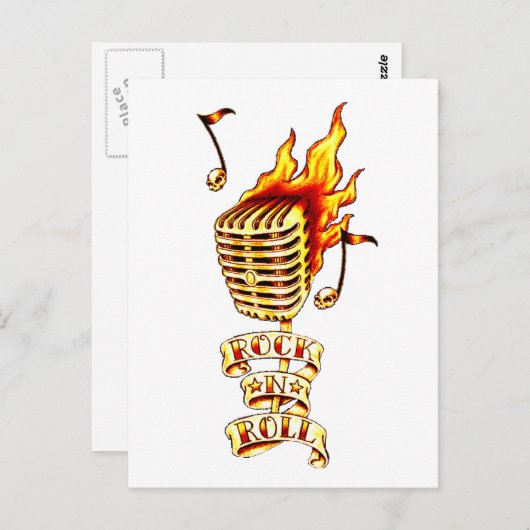 Rock-Roll-Mikrofon Postkarte (Vorne/Hinten)